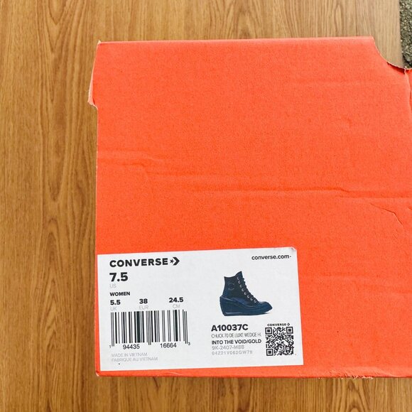 ⭐Chuck 70 De Luxe Wedge Platform Leather Sneakers 7.5 Womens Shoes Blue A10037C - Picture 10 of 11